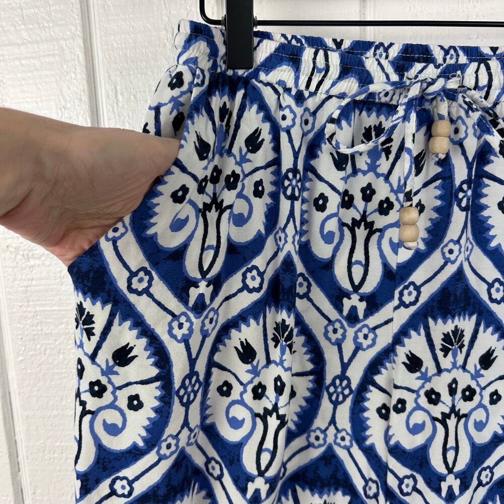 Haute Hippie Blue Boho Wide Leg Pants Drawstring Rayon Beach Womens S - Picture 2 of 9